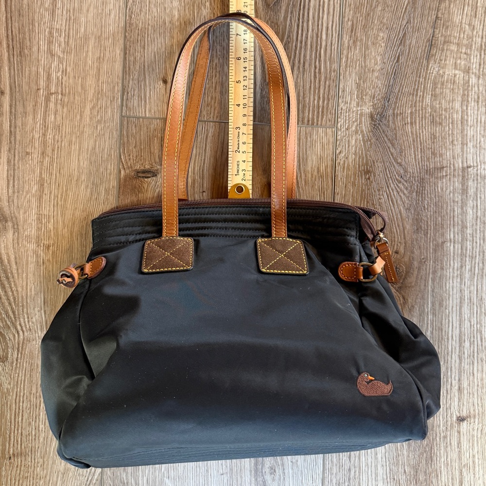 Dooney & Bourke Black with Brown Leather Trim Nylon shoulder tote bag - Picture 16 of 16